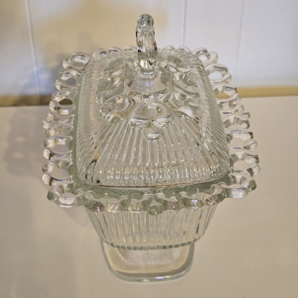 Indiana Glass Clear Lace-Edge Covered Candy Dish - Picture 6 of 16